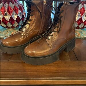 Coach Brown Leather Combat Boots